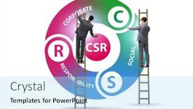  Presentation with social responsibility - PPT theme having concept-of-csr-corporate-social background and a light blue colored foreground
