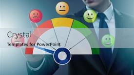  Presentation with customer satisfaction - Presentation enhanced with concept-of-customer-satisfaction background and a light blue colored foreground