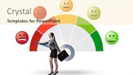  Presentation with customer satisfaction - PPT theme having concept-of-customer-satisfaction background and a blonde colored foreground