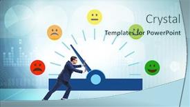  Presentation with customer satisfaction - Colorful presentation design enhanced with concept-of-customer-satisfaction backdrop and a cool aqua colored foreground