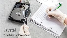  Presentation with restoration - PPT theme enhanced with concept-of-data-recovery-engineer background and a light gray colored foreground