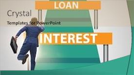  Presentation with business loan - Amazing theme having concept-of-debt-and-loan backdrop and a coral colored foreground