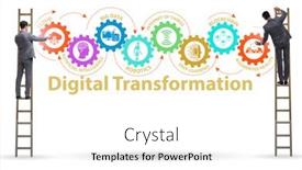  Presentation with digital transformation - Amazing presentation design having concept-of-digital-transformation backdrop and a white colored foreground