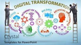  Presentation with transformation - Slide set enhanced with concept-of-digital-transformation background and a light blue colored foreground