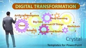  Presentation with digital transformation - PPT layouts having concept-of-digital-transformation background and a light blue colored foreground