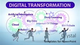  Presentation with transformation - PPT theme featuring concept-of-digital-transformation background and a light blue colored foreground