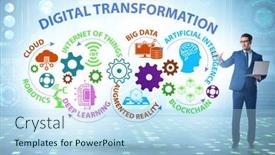  Presentation with transformation - Presentation with concept-of-digital-transformation background and a light blue colored foreground