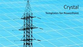  Presentation with electrical tower - Presentation design consisting of concept of eco friendly thechnology background and a cyan colored foreground