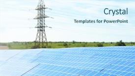  Presentation with electrical tower - Beautiful slide deck featuring concept of eco friendly thechnology backdrop and a sky blue colored foreground