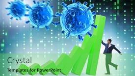  Presentation with covid coronavirus - Slide set enhanced with concept-of-economic-crisis background and a seafoam green colored foreground