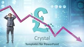  Presentation with economic - Beautiful slide set featuring concept-of-economic-crisis backdrop and a sky blue colored foreground