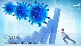  Presentation with covid coronavirus - Colorful slide set enhanced with concept-of-economic-crisis backdrop and a light blue colored foreground