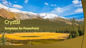  Presentation with ecotourism - Cool new presentation theme with concept of ecotourism the mountains are covered in snow autumn in canada shallow marshy lake in the rocky mountains backdrop and a tawny brown colored foreground