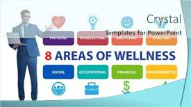 Presentation with wellness - Slide set featuring concept-of-eight-areas background and a cool aqua colored foreground