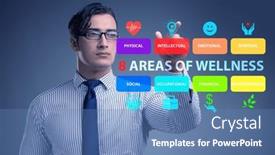  Presentation with eight - Slide set with concept-of-eight-areas background and a teal colored foreground