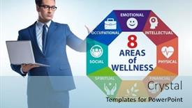  Presentation with wellness - PPT theme having concept-of-eight-areas background and a light blue colored foreground