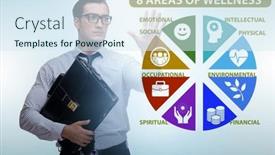  Presentation with eight - Theme having concept-of-eight-areas background and a sky blue colored foreground