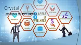  Presentation with wellness - Slide set having concept-of-eight-areas background and a light blue colored foreground