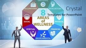  Presentation with wellness - PPT theme with concept-of-eight-areas background and a light blue colored foreground