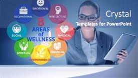  Presentation with wellness - PPT theme featuring concept-of-eight-areas background and a ocean colored foreground