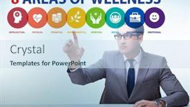  Presentation with wellness - PPT layouts having concept-of-eight-areas background and a sky blue colored foreground