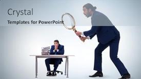  Presentation with monitoring - Presentation design with concept-of-employee-monitoring background and a light blue colored foreground