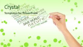  Presentation with environmental leaf - Beautiful PPT theme featuring concept of environmental protection words backdrop and a soft green colored foreground