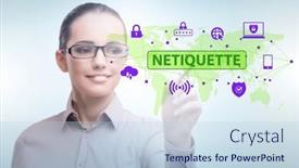  Presentation with concept - PPT theme having concept-of-etiquette-and-netiquette background and a light blue colored foreground