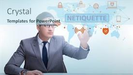  Presentation with concept - Theme enhanced with concept-of-etiquette-and-netiquette background and a cool aqua colored foreground