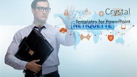  Presentation with concept - Presentation theme consisting of concept-of-etiquette-and-netiquette background and a sky blue colored foreground