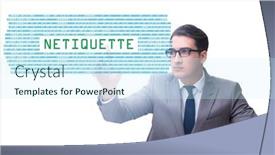  Presentation with concept - Presentation theme with concept-of-etiquette-and-netiquette background and a cool aqua colored foreground