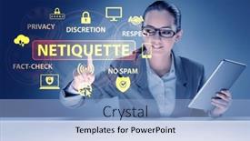  Presentation with concept - PPT theme having concept-of-etiquette-and-netiquette background and a light blue colored foreground