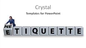  Presentation with human rights concept chained man - Presentation design with concept-of-etiquette-and-netiquette background and a white colored foreground