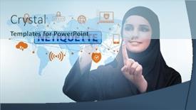  Presentation with concept - Slide deck consisting of concept-of-etiquette-and-netiquette background and a light blue colored foreground