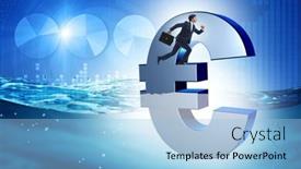  Presentation with euro - PPT theme with concept-of-euro-sinking background and a light blue colored foreground