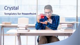  Presentation with cost - Colorful PPT theme enhanced with concept of expensive textbooks backdrop and a sky blue colored foreground