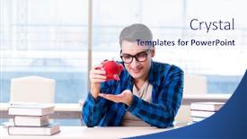  Presentation with cost - Colorful presentation theme enhanced with concept of expensive textbooks and cost of education backdrop and a sky blue colored foreground