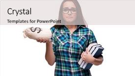  Presentation with university - Theme consisting of concept of expensive university books background and a  colored foreground