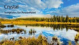  Presentation with rocky mountains - Presentation design consisting of concept of extreme and ecotourism background and a light blue colored foreground