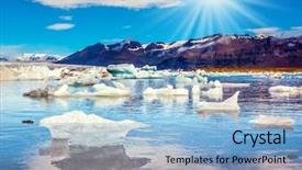  Presentation with lake ice - PPT theme featuring concept of extreme northern tourism background and a light blue colored foreground