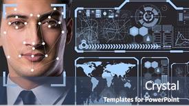  Presentation with face recognition - Colorful PPT theme enhanced with concept of face recognition software backdrop and a ocean colored foreground