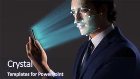  Presentation with face recognition - Amazing PPT theme having concept of face recognition software backdrop and a wine colored foreground