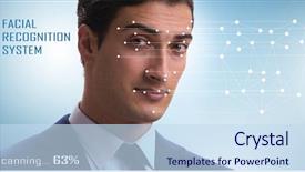  Presentation with face recognition - Cool new presentation with concept of face recognition software and hardware backdrop and a sky blue colored foreground