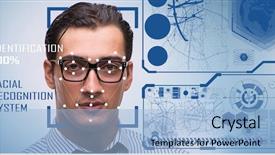  Presentation with face recognition - Theme featuring concept of face recognition software background and a light blue colored foreground
