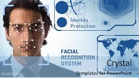  Presentation with face recognition - Presentation design featuring concept of face recognition software background and a light blue colored foreground