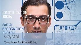  Presentation with face recognition - Theme having concept-of-face-recognition-software background and a light blue colored foreground