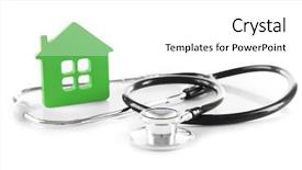  Presentation with green house - Presentation design having concept of family medicine - green background and a  colored foreground