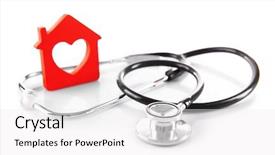  Presentation with white house - Presentation design with concept of family medicine - red background and a white colored foreground