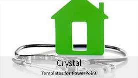  Presentation with green house - PPT theme with concept of family medicine - green house and stethoscope isolated on white background background and a light gray colored foreground