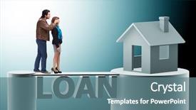  Presentation with mortgage - Presentation design consisting of concept of family taking mortgage background and a ocean colored foreground